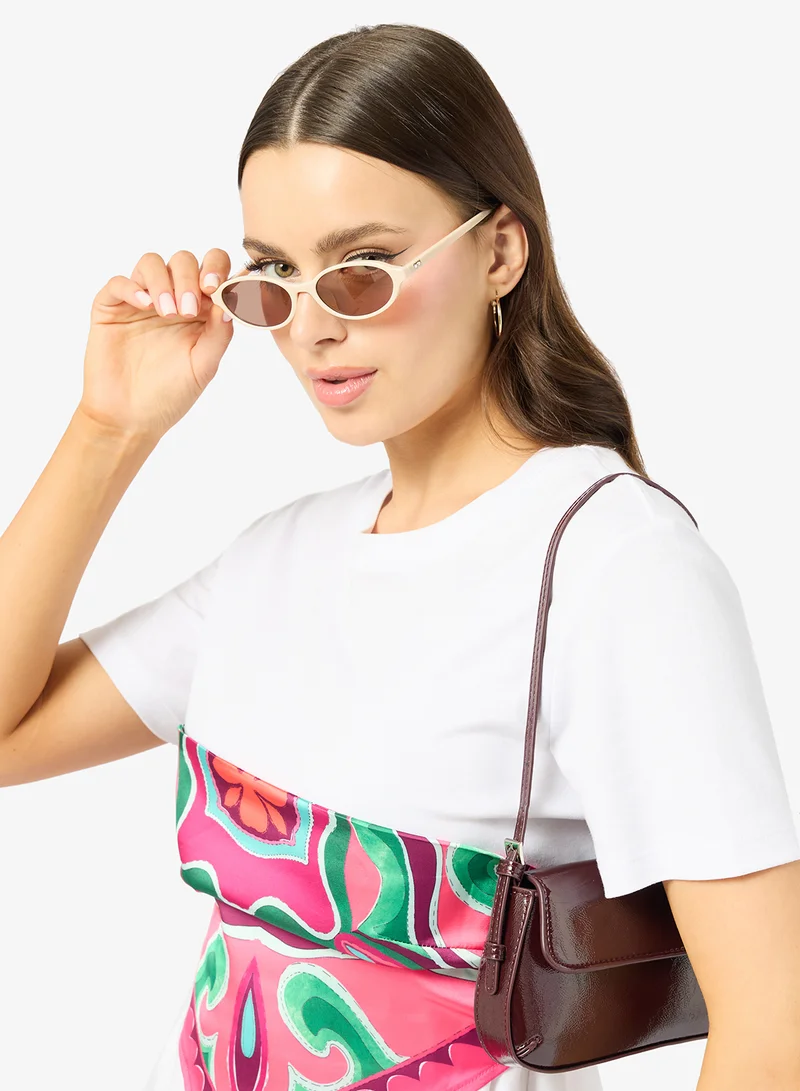 Ginger Beige Classic Oval Polarized Sunglasses for Women | Best Price UAE